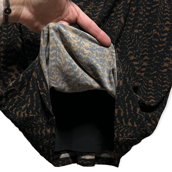 Lauren Ralph Lauren Women's Black & Brown Print Cowl Neck Ruched Side Dress Sz 8 - Picture 8 of 11